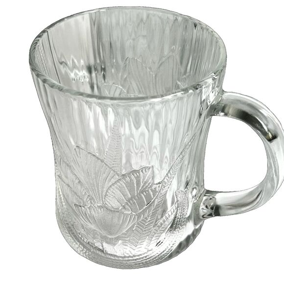 Arcoroc Canterbury Crocus Clear Glass Coffee Mug Teacup Tulip Vintage Drinkware - Picture 2 of 7